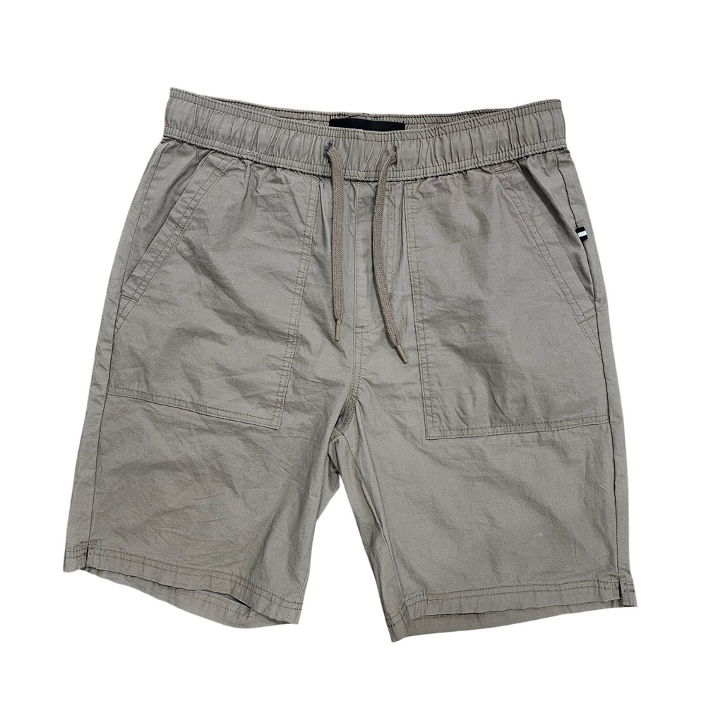 Edgar + Ash Men Small Gray Cotton Drawstring Casual Utility‎ Shorts Flat Front